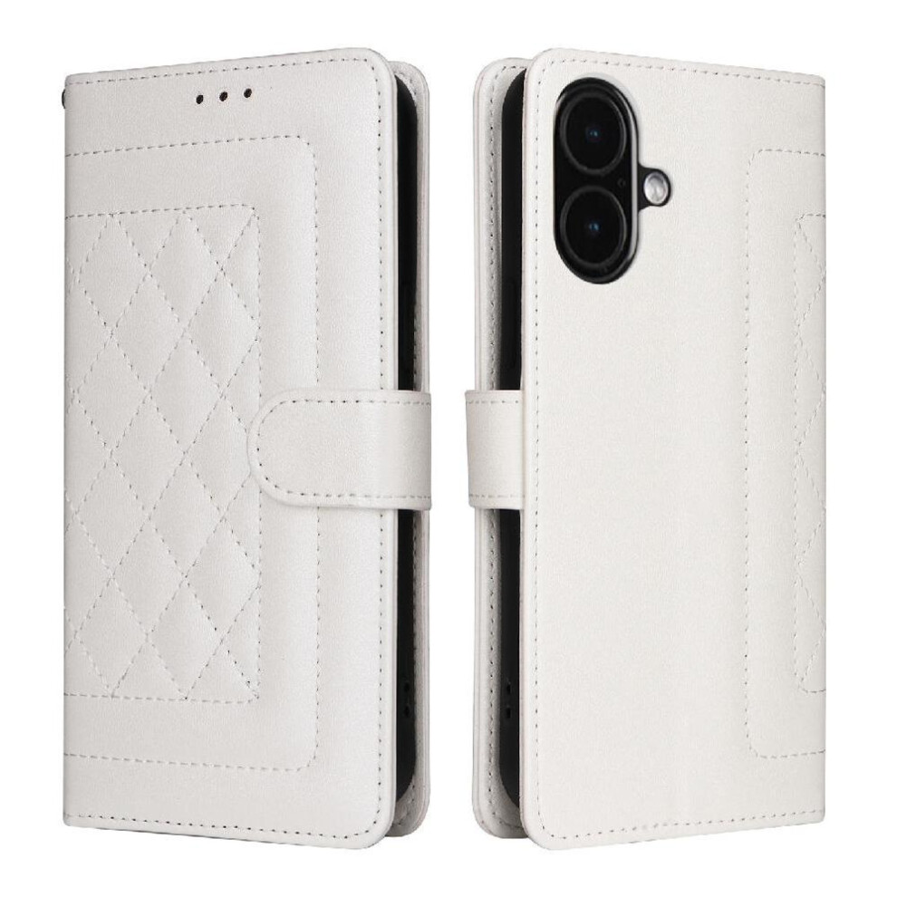 (White) Flip Case For Iphone 16 Leather Case Simple Business Flip Cover Shockproof Wallet White 764762797140