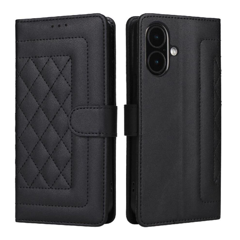 (Black) Flip Case For Iphone 16 Leather Case Simple Business Flip Cover Shockproof Wallet Black 764762797195