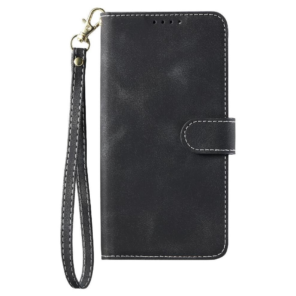 (Black) Flip Case For Iphone 16 Kickstand Pu Leather Wrist Strap Magnetic Wallet Card Slots Black 764762797652