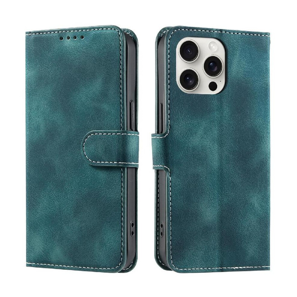 (Green) Flip Case For Iphone 16 Pro Wallet Card Slots Wrist Strap Magnetic Pu Leather Kickstand Green 764762797799