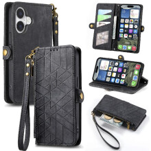 (Black) Flip Case for iphone 16 Plus Flip Cover Leather Case Wallet Shockproof Simple Business