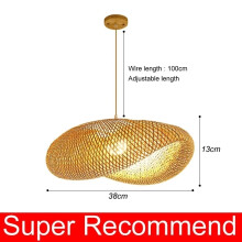 (Dia 38cm, White light) Chinese style Bamboo Pendant Lamp line length 1.5m cafeteria Chandeliers Ceiling Light