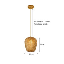 (Dia 23cm, NO bulbs) Chinese style Bamboo Pendant Lamp line length 1.5m cafeteria Chandeliers Ceiling Light