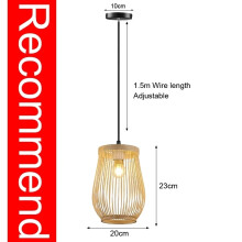 (Dia 20cm, NO bulbs) Chinese style Bamboo Pendant Lamp line length 1.5m cafeteria Chandeliers Ceiling Light