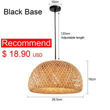 (Dia 28.5cm, White light) Chinese style Bamboo Pendant Lamp line length 1.5m cafeteria Chandeliers Ceiling Light