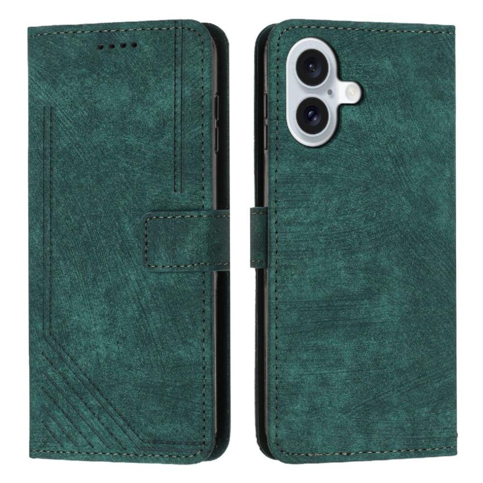 (Green) Flip Case For Iphone 16 Wallet Card Insertion Pu Leather Kickstand Green 764762800338