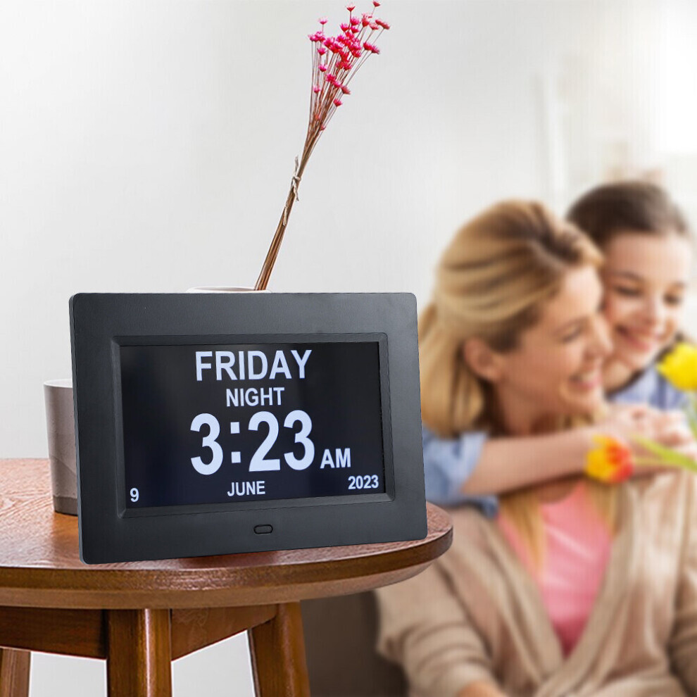 Stoyotu Digital Day Clock 7 Inches Led Calendar Dementia Alarm Time Date Month Memory
