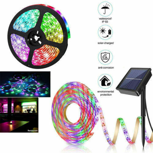 5M RGB Solar Powered LED Light Strip Outdoor Garden Tape String Light 1