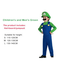 (Vert, S) Déguisement d'Halloween pour enfants Cosplay - Costume Luigi Bros, Combinaison pour garçons