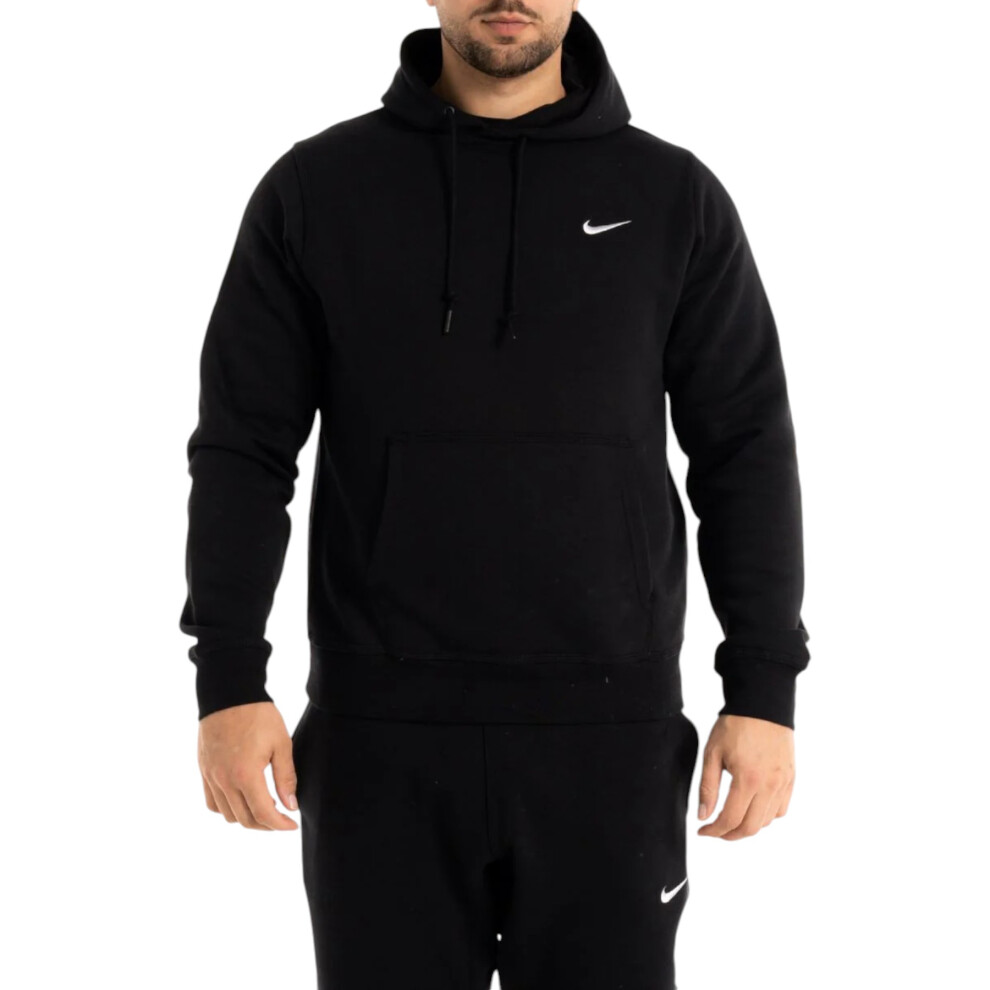 Nike (Black, M) 611457 Mens Fleece Hoodie Swoosh Logo