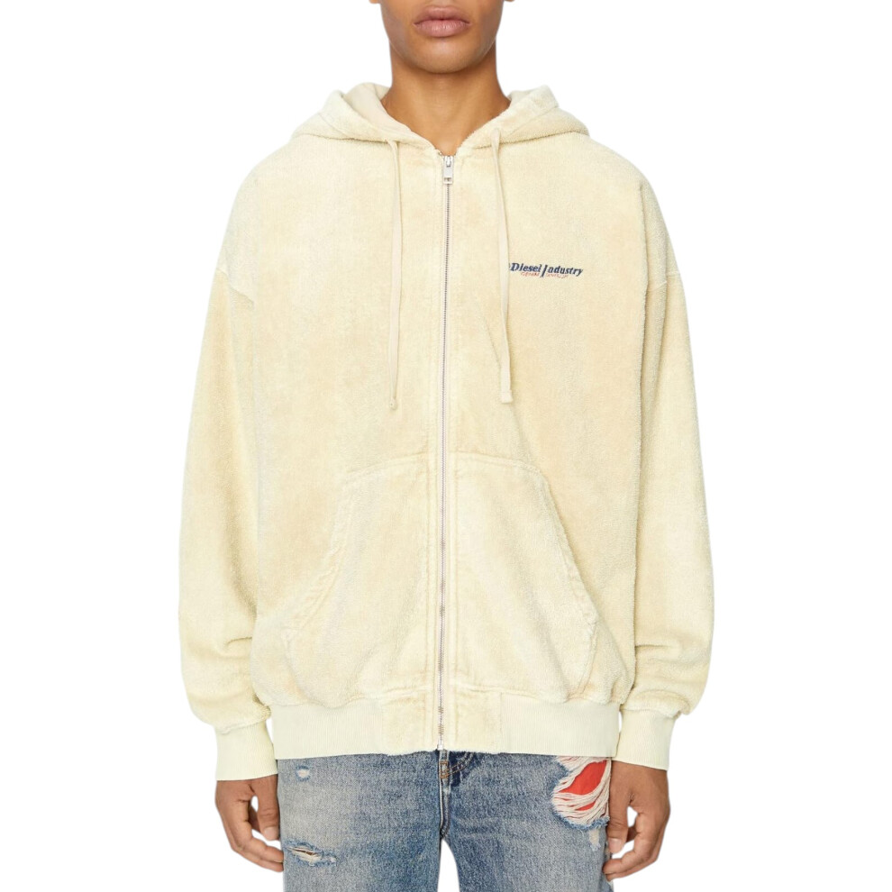 (Cream, XL) Diesel S-Ummerry-Zip-E8 0TEAK Mens Hoodie Sweatshirt