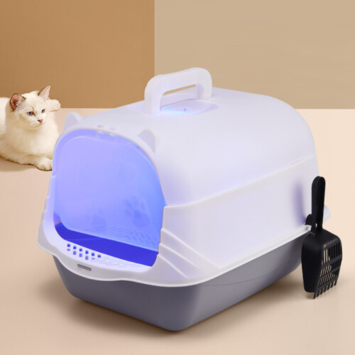Large Enclosed Cat Litter Box with Disinfection Light
