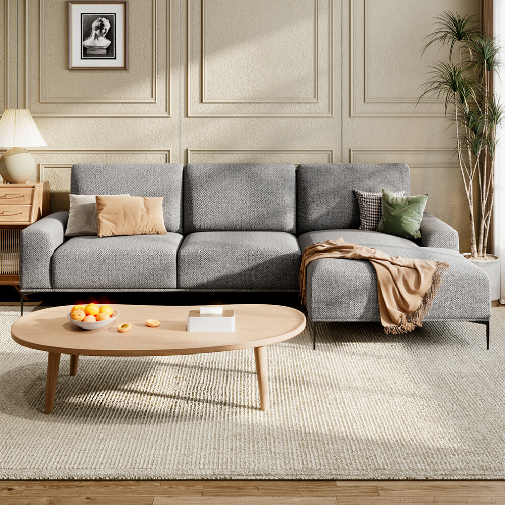 Light Grey L-Shape 3-Seat Sleeper Sofa Couch,258*78*85CM