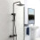 AICA Exposed Thermostatic Shower Mixer Set Twin Head Rainfall Matte Black 1