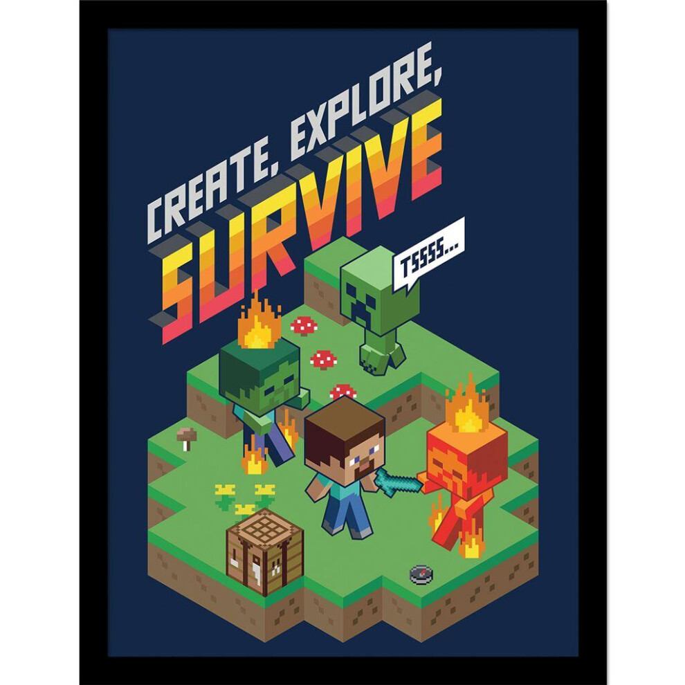 Minecraft Create Explore Survive Framed Poster