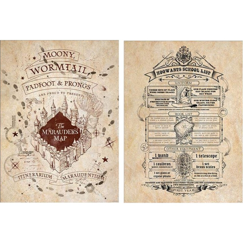 Harry Potter Map And School List Poster (Pack of 2)