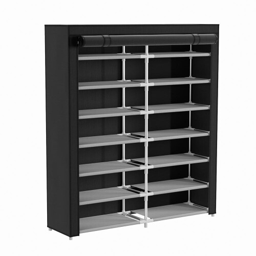 Living And Home Double-row Shoe Cabinet with Roll-Up Door