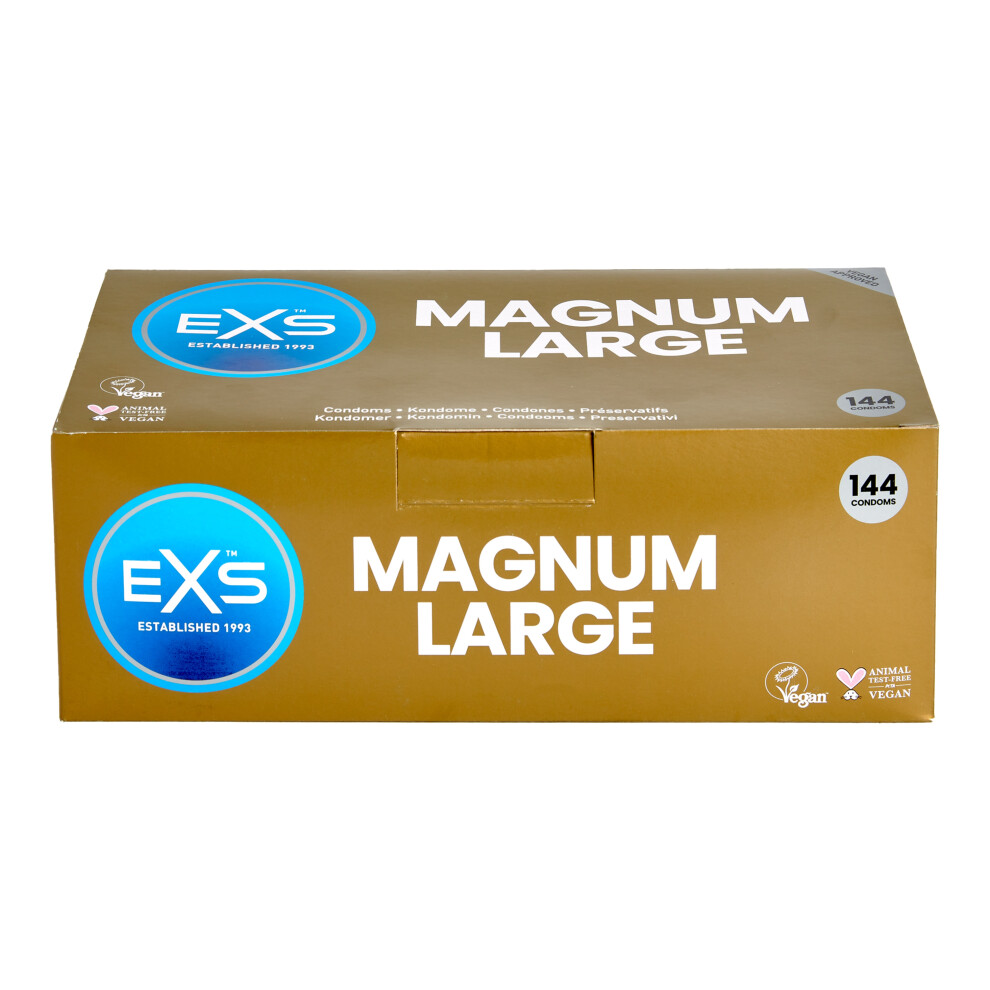 144 x Exs Magnum Large Condoms | Vegan Condoms | 60mm Width 190mm Length