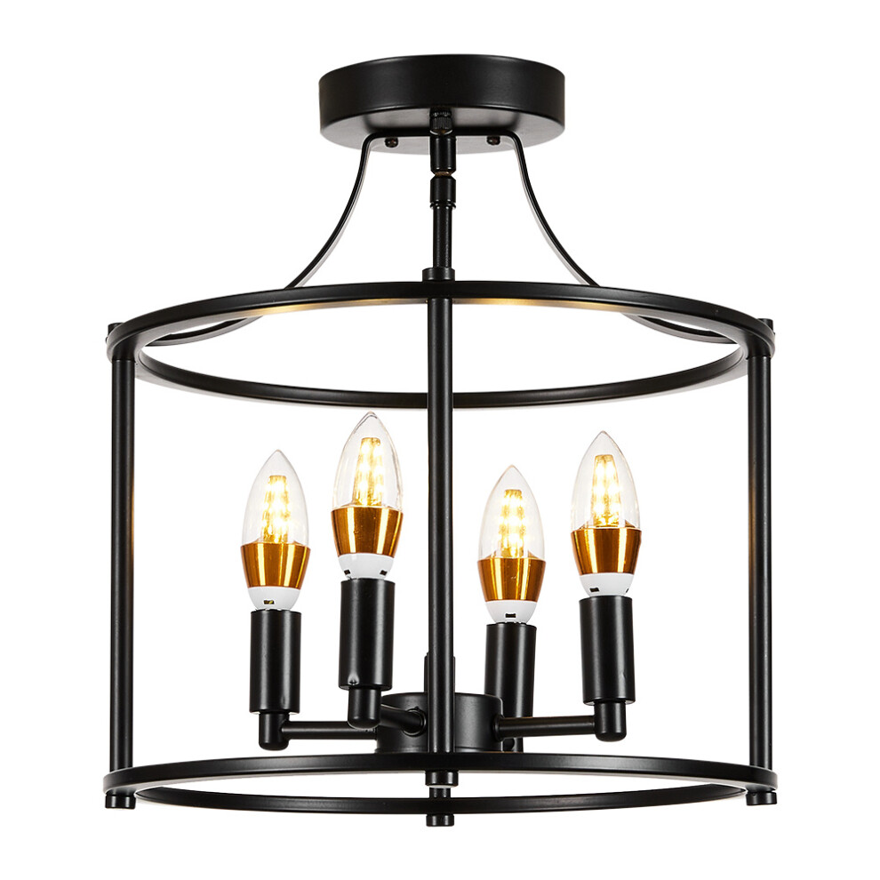 Black Cage Metal Ceiling Light