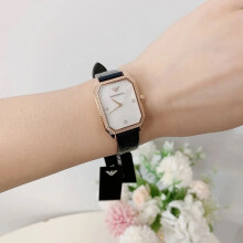 ARMANI AR11466 WOMEN'S WATCH BLUE STRAP WHITE DIAL ROSE GOLD CASE