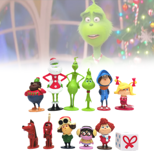 12pics The Grinch Πλαστικό μοντέλο παιχνίδι κούκλα κέικ Desktop διακόσμηση συλλογή δώρο 2
