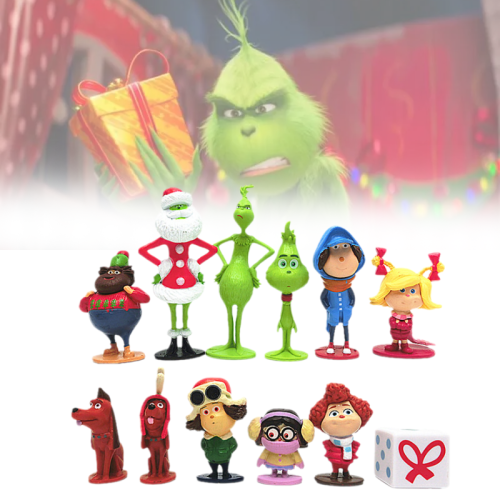 12pics The Grinch Πλαστικό μοντέλο παιχνίδι κούκλα κέικ Desktop διακόσμηση συλλογή δώρο