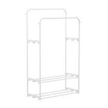 (White) Double Rod Metal Clothes Rack