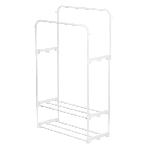 Living And Home (White) Double Rod Metal Clothes Rack 2