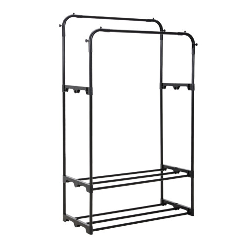 Living And Home (Black) Double Rod Metal Clothes Rack