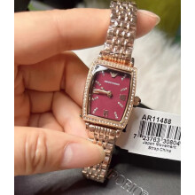 ARMANI AR11488 WOMEN'S WATCH ROSE GOLD STRAP BURGUNDY DIAL ROSE GOLD