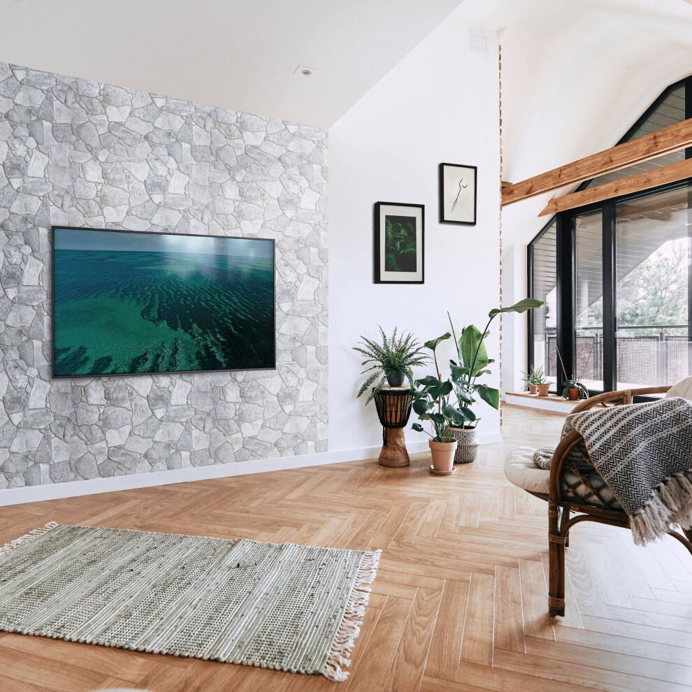 (Grey Stone Premium, Set of 16) 3D Wall Panels 96cm x 48cm Brick & Stone Effect PVC Cladding
