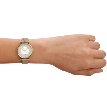 EMPORIO ARMANI AR11518 WOMEN'S WATCH BROWN STRAP SILVER DIAL GOLD CASE