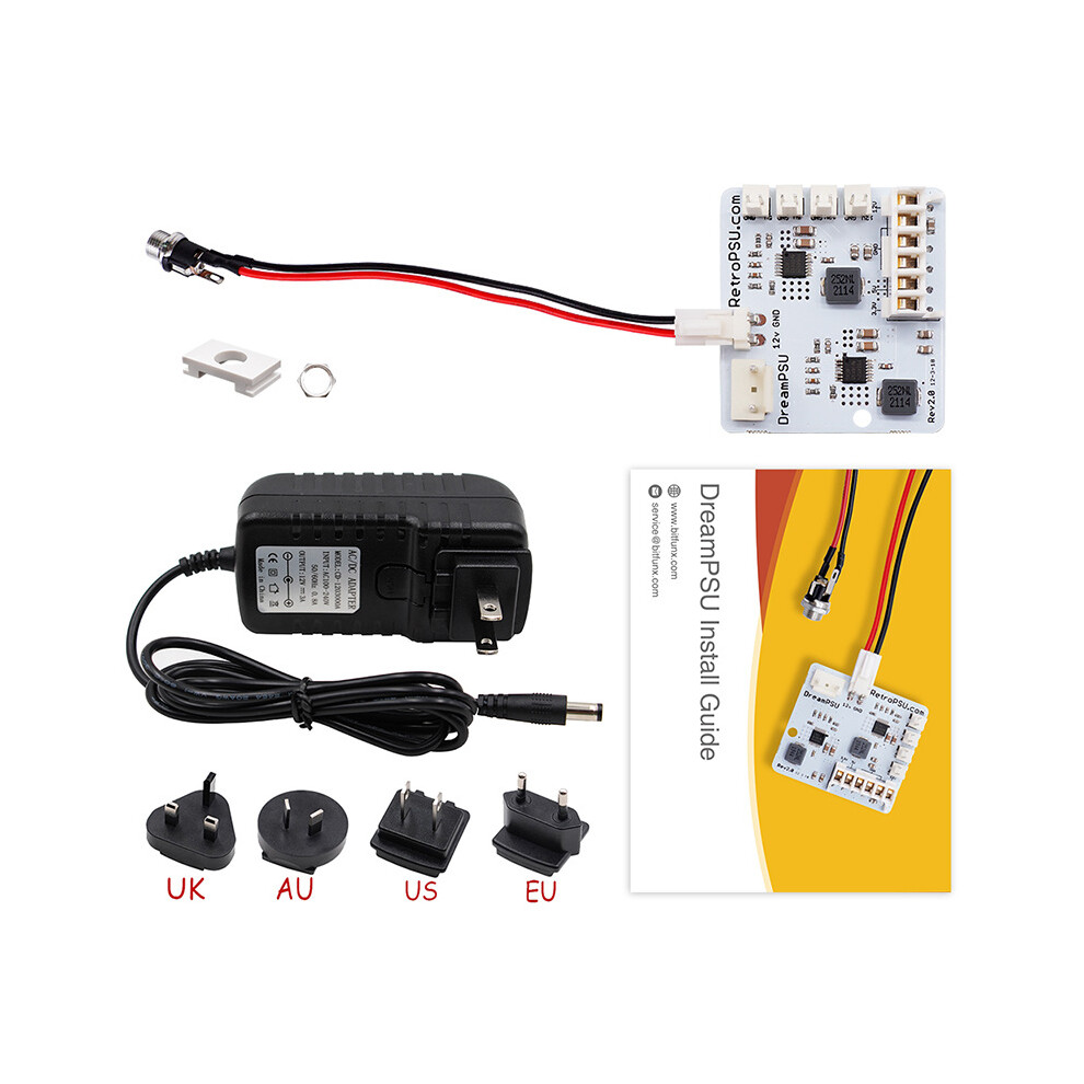 ( Set) Dreampsu Rev2.0 12V Power Supply For Sega Dreamcast Game Console Replace?White? White 9417278171966