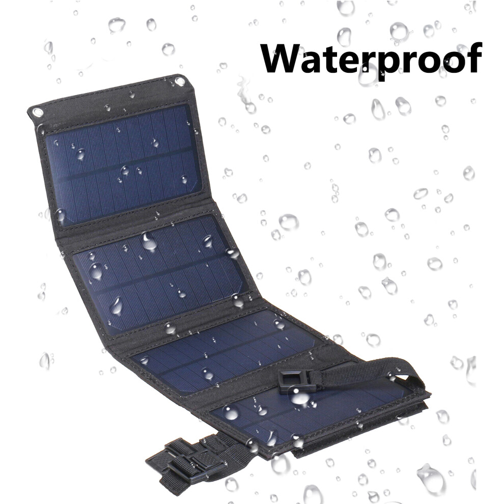 (Black) Waterproof 20W 5V Foldable Usb Solar Panel Cells Charger For Hiking (Black) 9417278172574