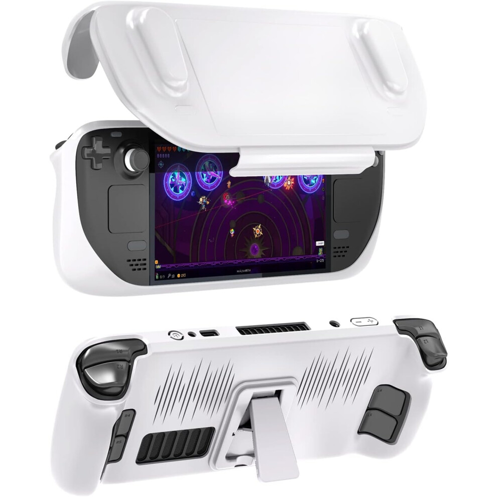 (White) Game Console Case Protector With Bracket Handheld Protective Case For Steam Deck White 9417278173762