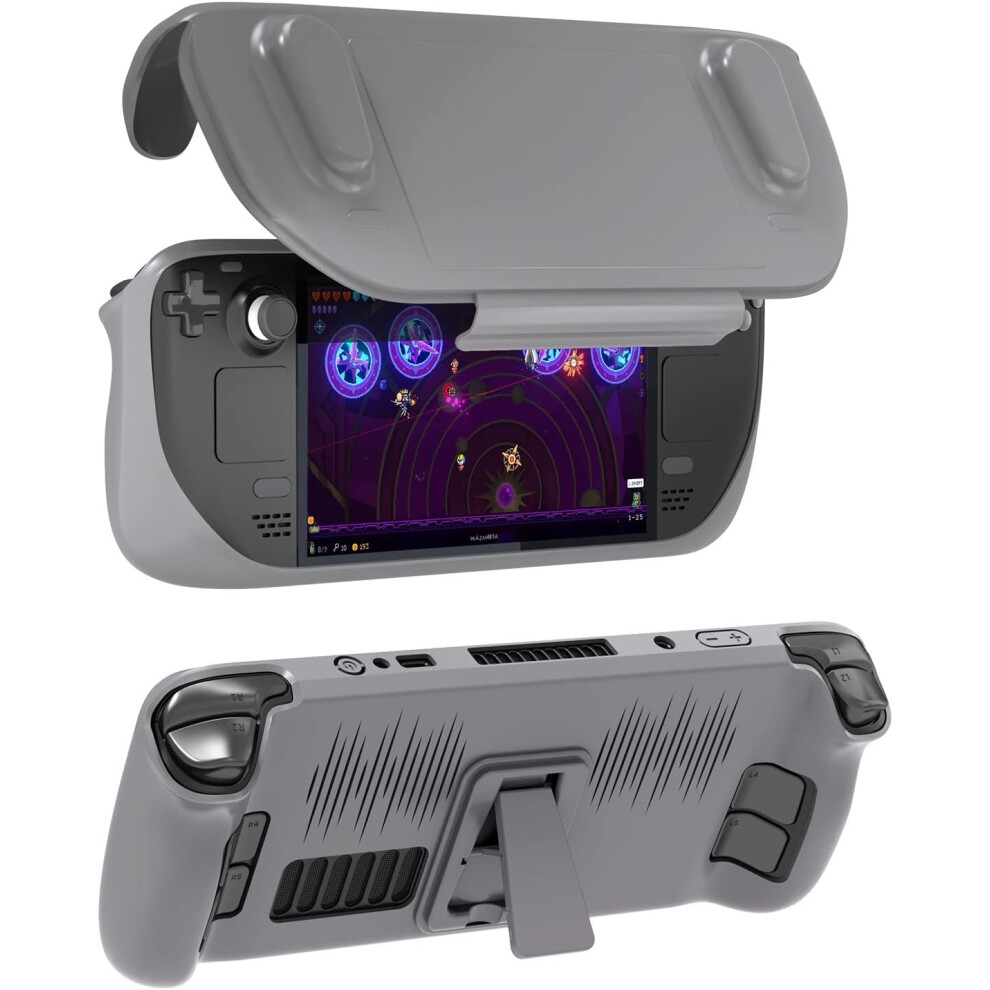 (Grey) Game Console Case Protector With Bracket Handheld Protective Case For Steam Deck Grey 9417278173755