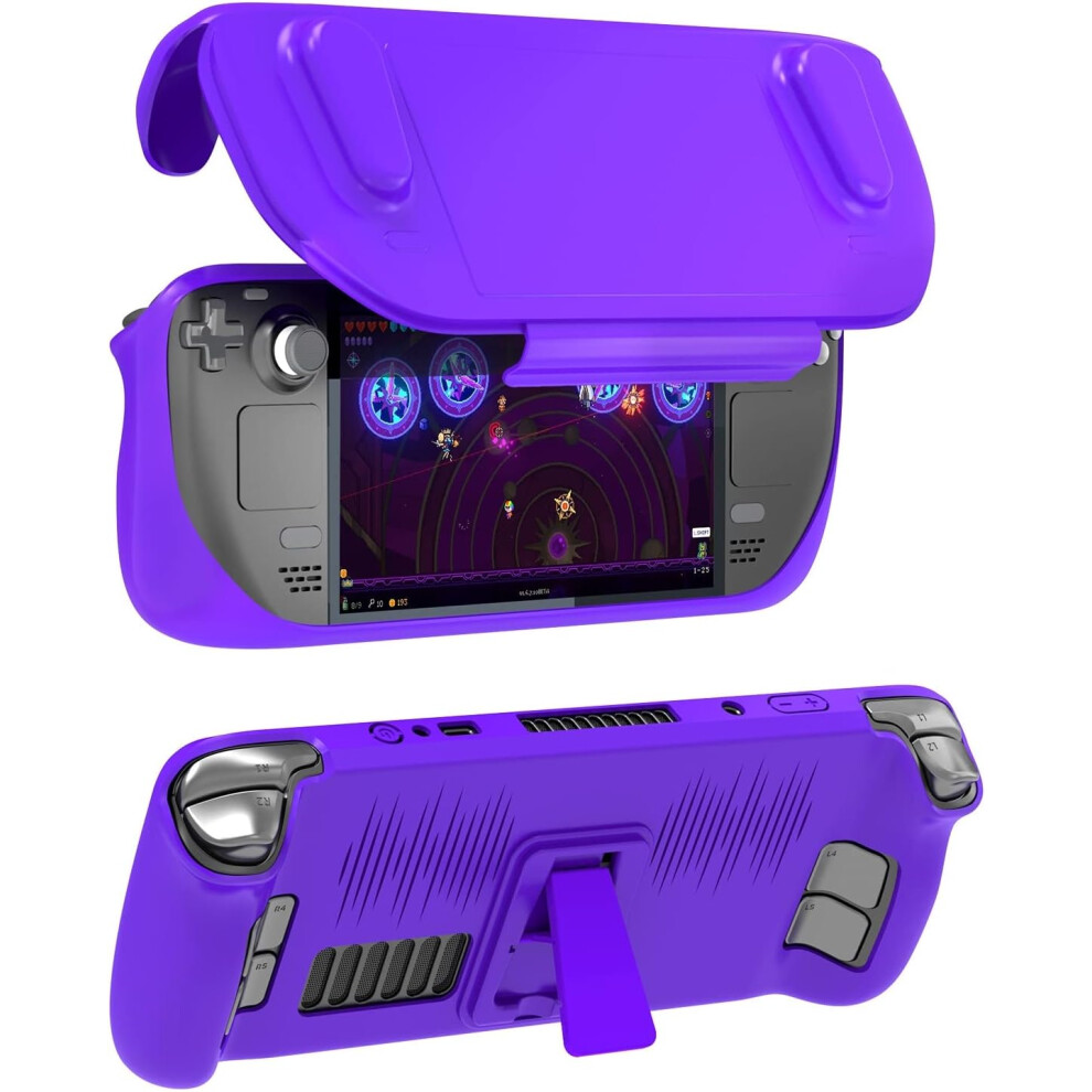 (Purple) Game Console Case Protector With Bracket Handheld Protective Case For Steam Deck Purple 9417278173779
