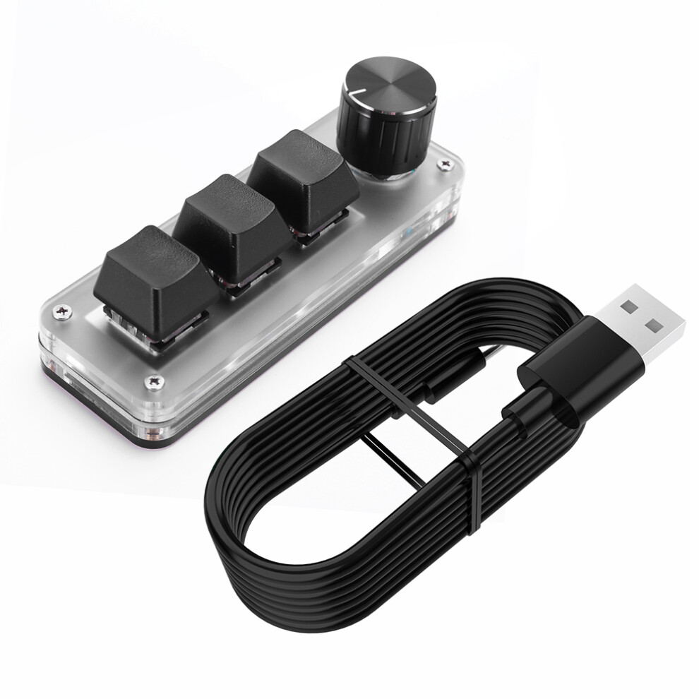 ( 3Keys) 3 Key 1 Knob Programming Macro Custom Knob Keyboard Rgb Macropad( 3 Keys) Black 9417278173151