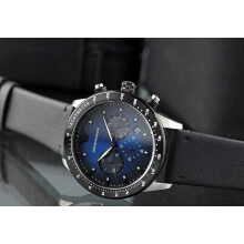 EMPORIO ARMANI AR11522 MEN'S WATCH BLACK STRAP BLUE DIAL SILVER CASE