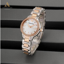 EMPORIO ARMANI AR11569 WOMEN'S WATCH SILVER ROSE GOLD STRAP WHITE DIAL