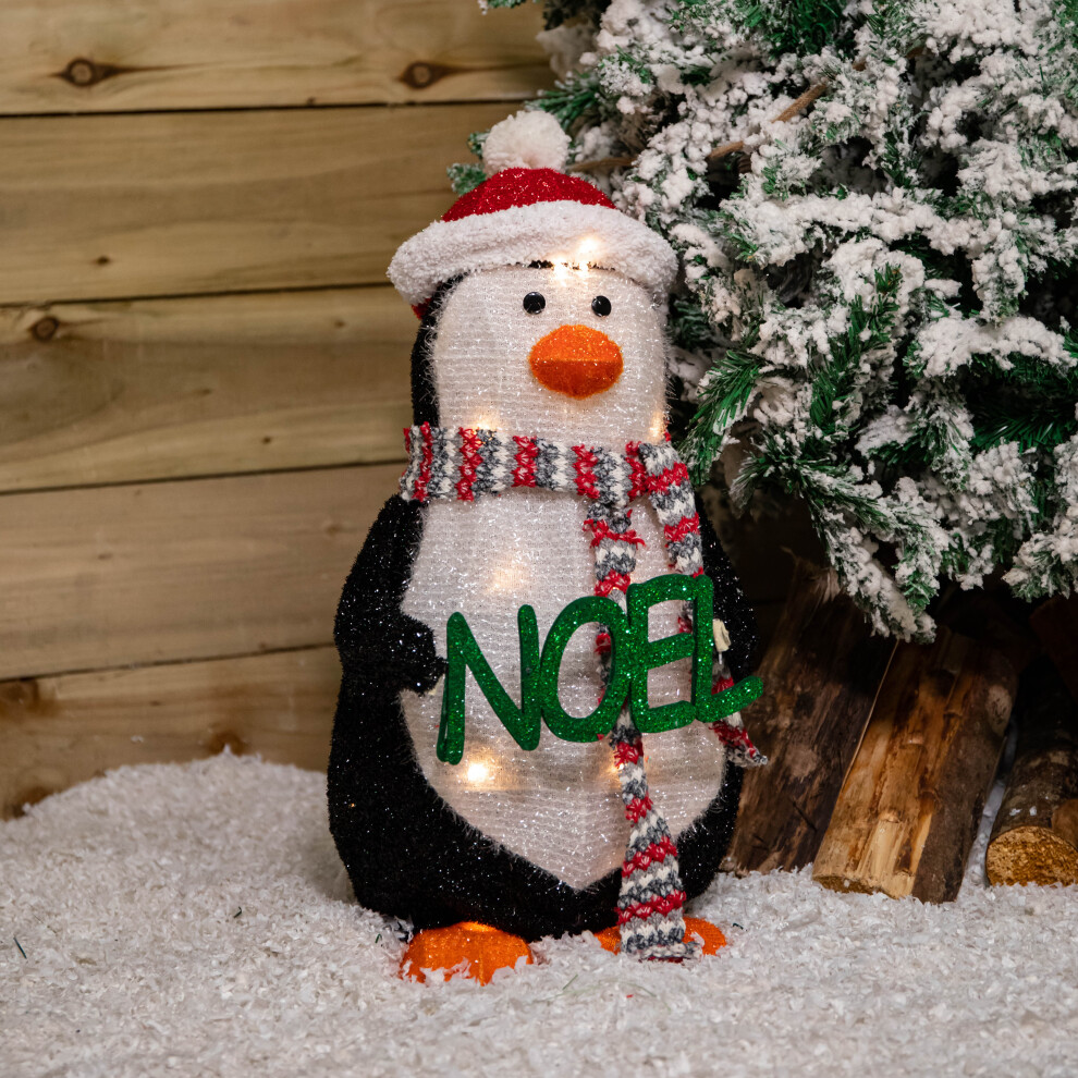 55cm Battery Operated Christmas Penguin with Red Hat and LEDs