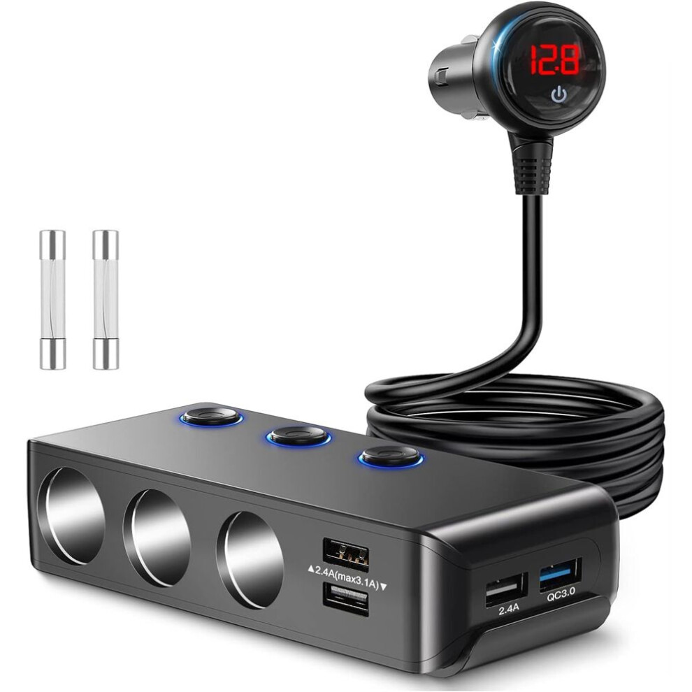 USB Car Charger Cigarette Lighter Socket Adapter 180W 12V 24V DC Multi Socket Car Charger Splitter 3 Cigarette Sockets 4 USB Ports 8.5A Fast Charging on OnBuy