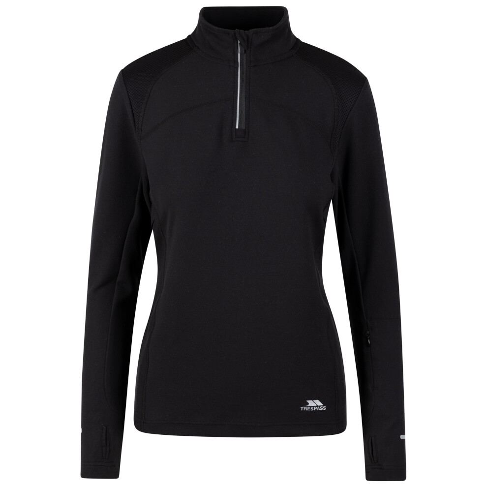 (6, Black) Trespass Women's Active Top 1/4 Zip Neck Terek