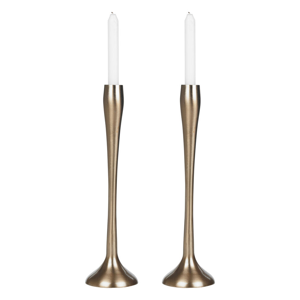 (2x Gold Large) Metal Candle Holder Candlesticks Decorative Decor