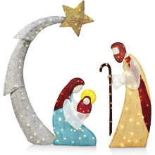(Style C) Christmas Jesus Holy Family Nativity Scene Yard Ornaments Outdoor Garden Decor