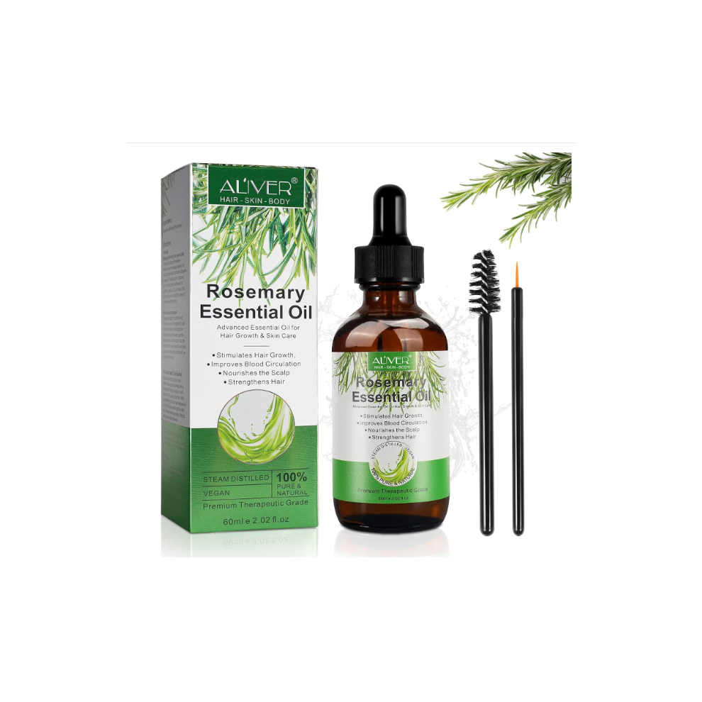Rosemary Oil for Hair Growth 60ml, Pure Essential Oil for Eyelashs, Eyebrows, Face, Skin Care, Body Massage, Aromatherapy, Hair