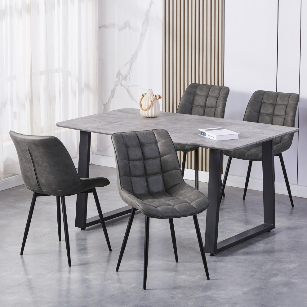 Mcc (Grey) 2Pcs Faux Matte Suede Leather Dining Chairs Alba