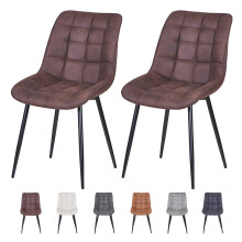 (BROWN) 2Pcs Faux Matte Suede Leather Dining Chairs Alba