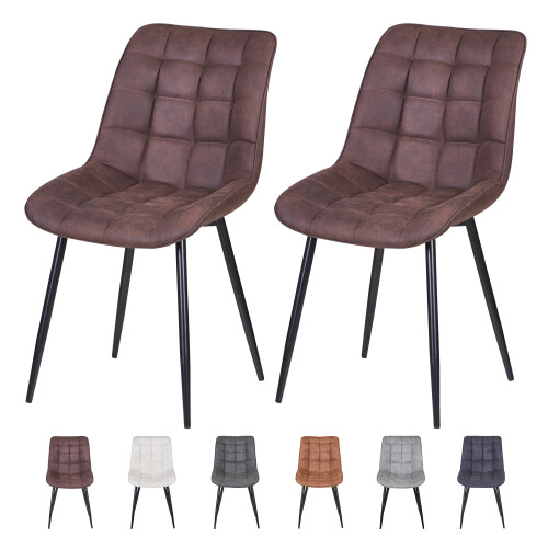 MCC (BROWN) 2Pcs Faux Matte Suede Leather Dining Chairs Alba