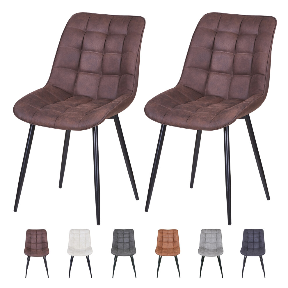 (BROWN) 2Pcs Faux Matte Suede Leather Dining Chairs Alba